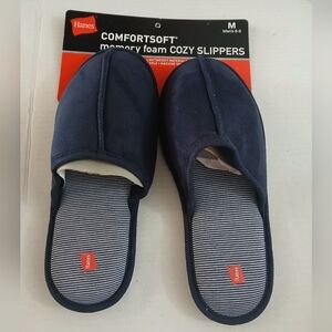 Hanes Blue Navy ComfortSoft Cozy Slippers Size M 8/9